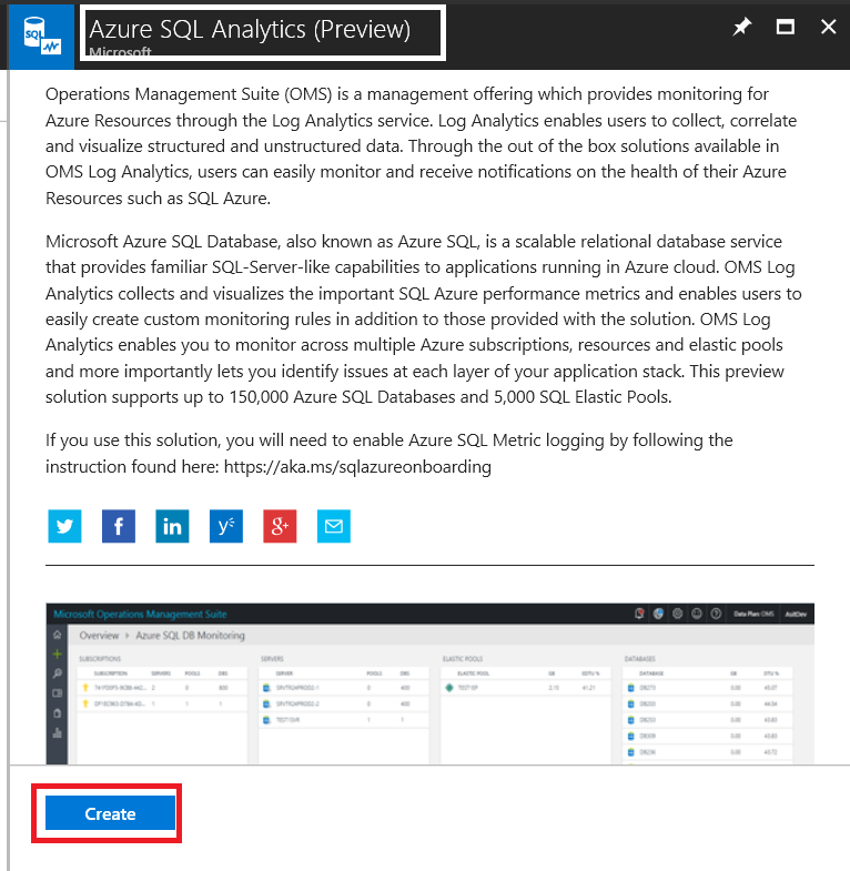Azure SQL analytics preview