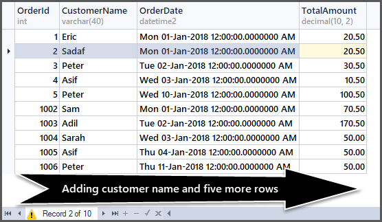 Adding customer name