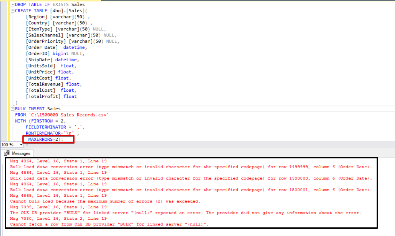 Sql Server Bulk Insert Part 1 Coding Sight