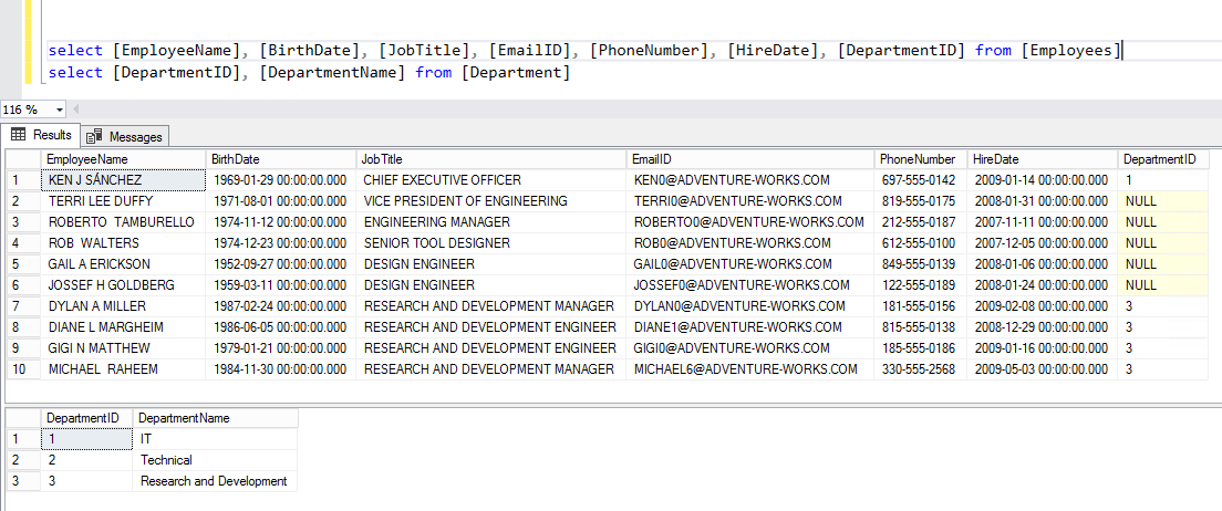 SQL APPLY demo tables