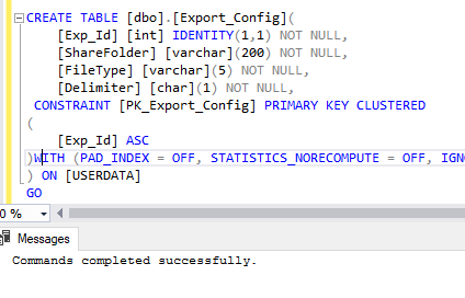 Create script for Export_Config