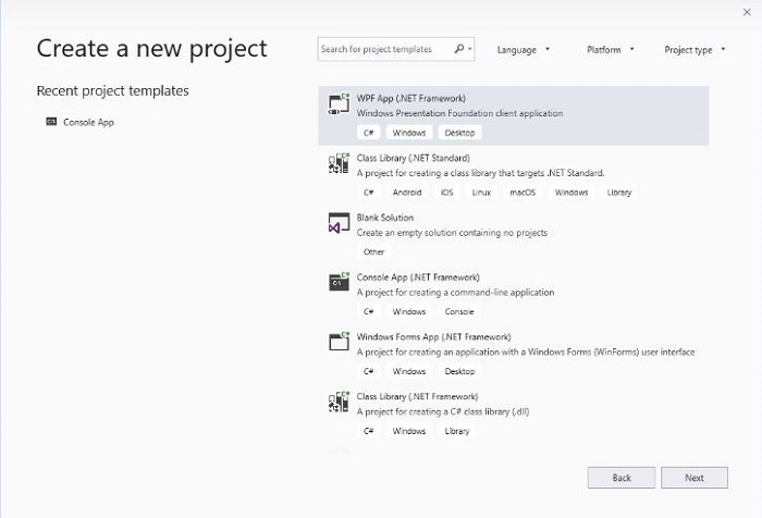 Visual Studio 2019 Create Project 1