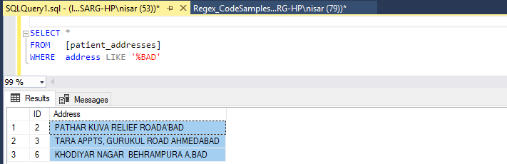 The output ща the query retrieve data where the last three characters will be “BAD”, and except those characters, the string will remain the same
