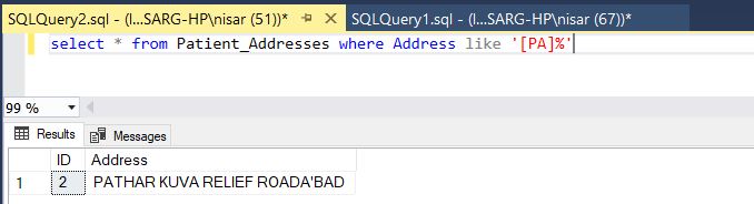 Query to populate only those rows which start with PA