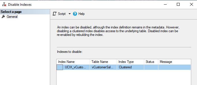 Disabling The Indexed View 2