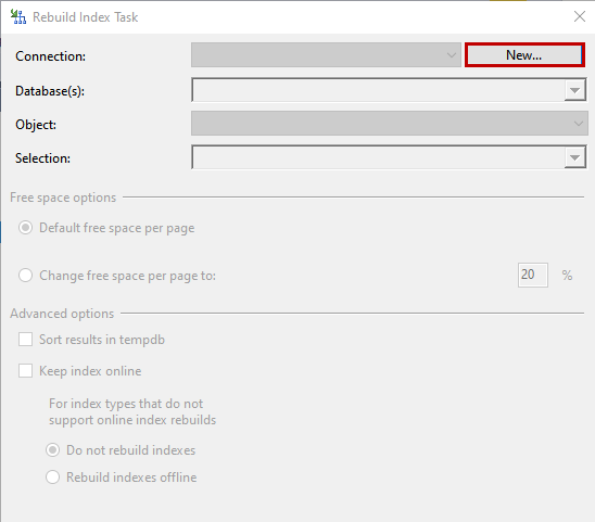 Practical creation, deployment, and execution of SSIS package. Rebuild Index Task - Create a new connection to the server