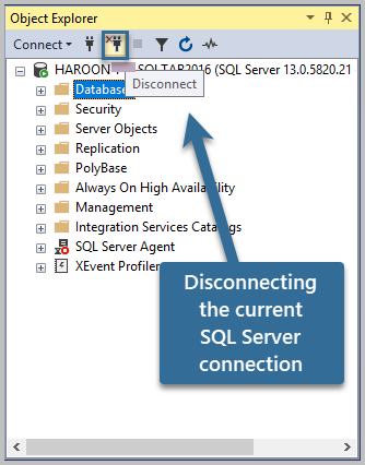 Disconnecting the current SQL Server connection