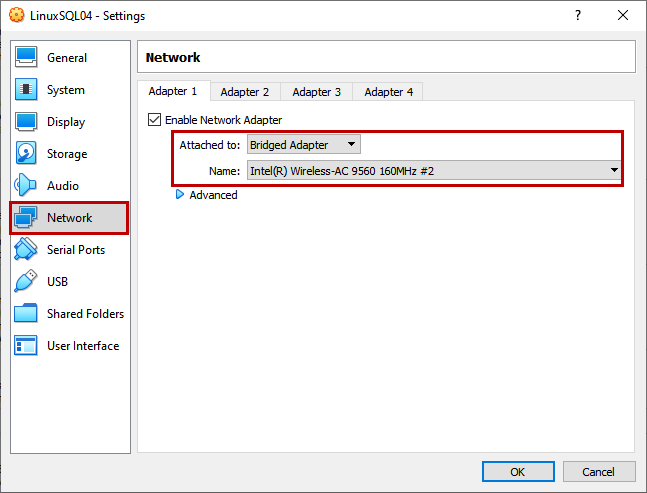 Configure the Network interface - settings
