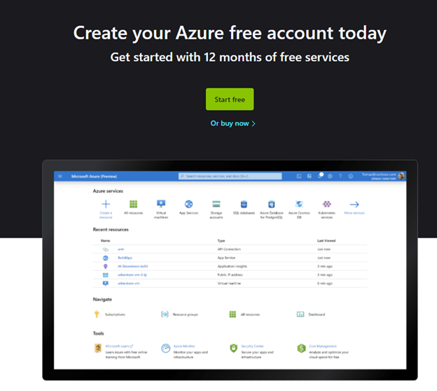Creating an Online Account with Azure