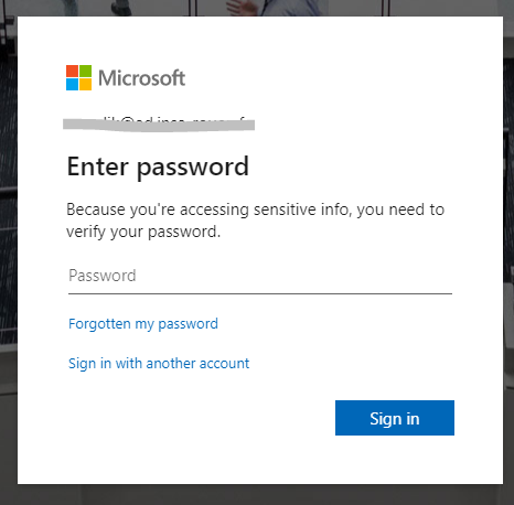 Enter Microsoft login details