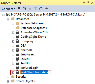 Once the database is attached, you can see it in SQL Server Management Studio