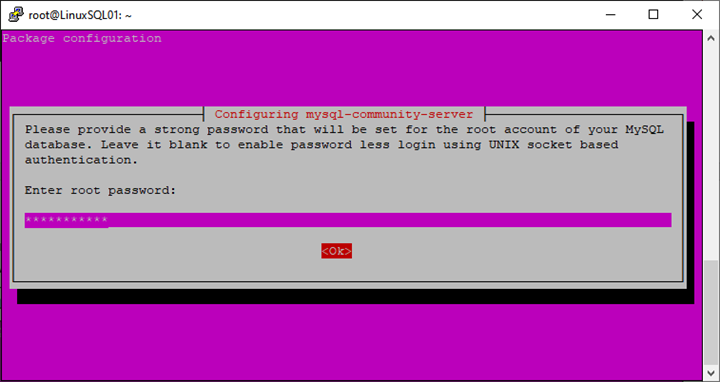 On the next screen, the installer prompts to enter the root password. Specify the appropriate password and hit Enter