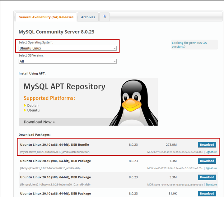 mysql download ubuntu