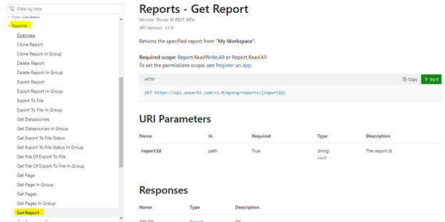 Let's see another example – try to get a report. Click Reports > Get Report. In that window, click Try It