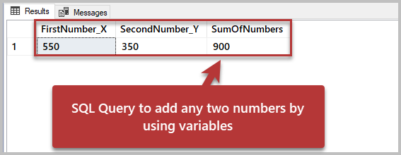 SQL Query to add any two numbers by using variables
