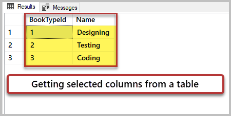 Getting selected columns from a table 