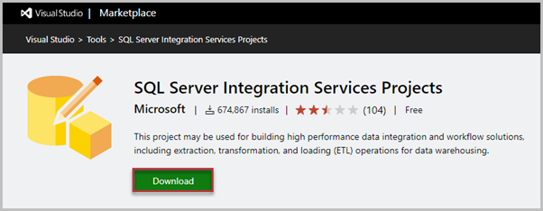 To create SSIS Packages, you need to add the SQL Server Integration Services Projects extension to Visual Studio