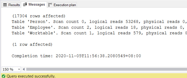 SQL Query Optimization: Sample output when STATISTICS IO is on