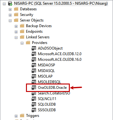 Create the Linked Server using SSMS