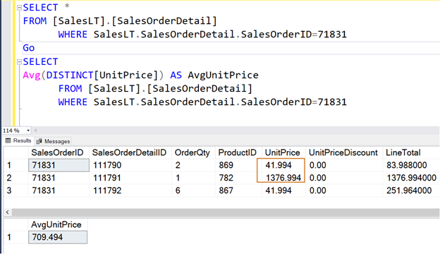 SQL Server eliminates the duplicate values when it calculates the Average from specified values