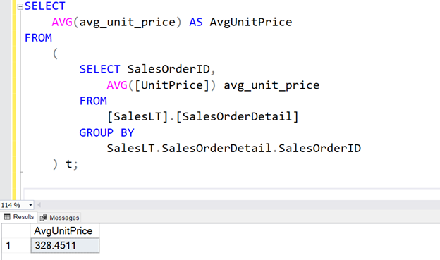 SQL AVG() function and subqueries