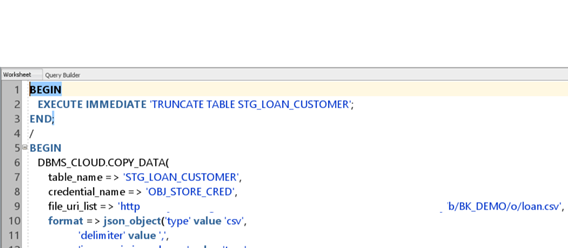 Load data from the LOAN raw file to the staging table