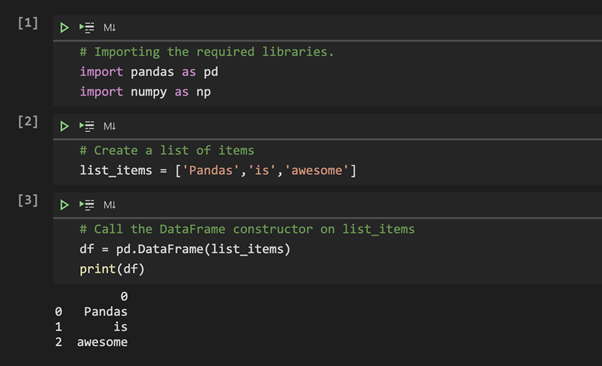 Creating Pandas DataFrame from list