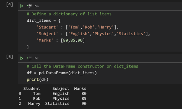 Creating a DataFrame from a dictionary object in Python