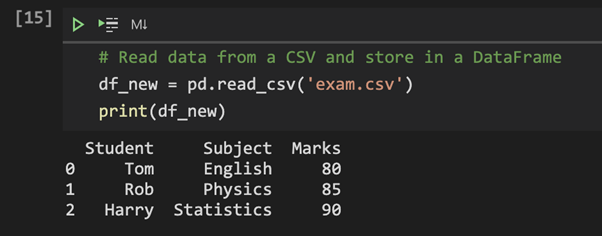 Reading data from a CSV file