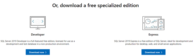Download SQL Server Express edition