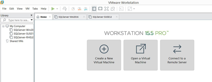 Launching VMware Workstation to create a virtual machine