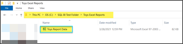 Go to the location where the Excel file is stored