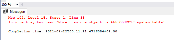 Generating custom error message in SQL