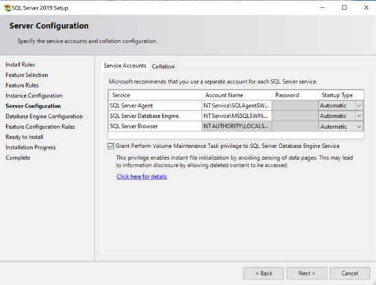 SQL Server Configuration on Windows