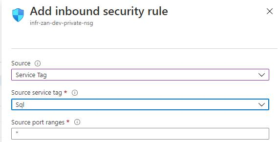 Adding Inbound Security Rule