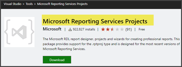 SQL Server Reporting Services is also added as an extension to Visual Studio SQL Server Data Tools