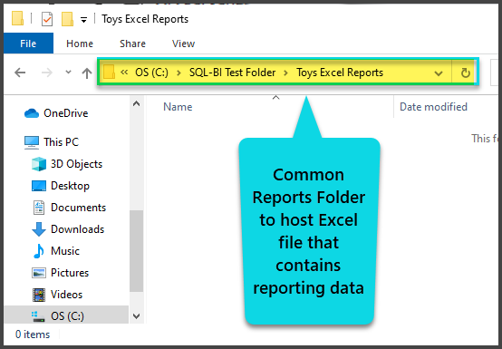 Common Reports Folder to host Excel File that Contains Reporting Data 