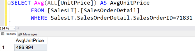 SQL AVG() with All