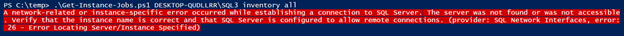 Script notifies about the mistake with wrong value for the SQL Server instance