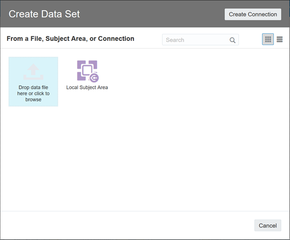 In the new Create Data Set popup window, choose Drop data file here or click to browse
