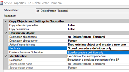 Replication Option for Stored Procedure