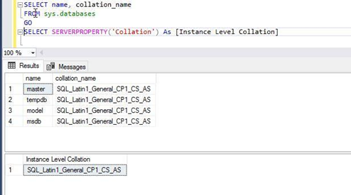 new collation was configured on this SQL Server instance