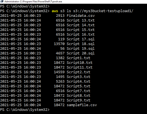 run the CLI script, return all files, and upload timestamps.