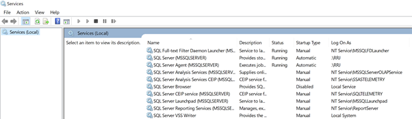 differences across the SQL Server Configuration Manager and services.msc