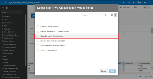 Select Train Two-Classification Model Script