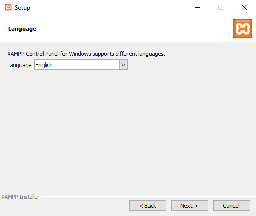 choose language when installing xampp