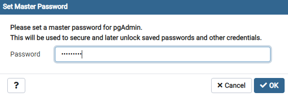 Master password for Postgre