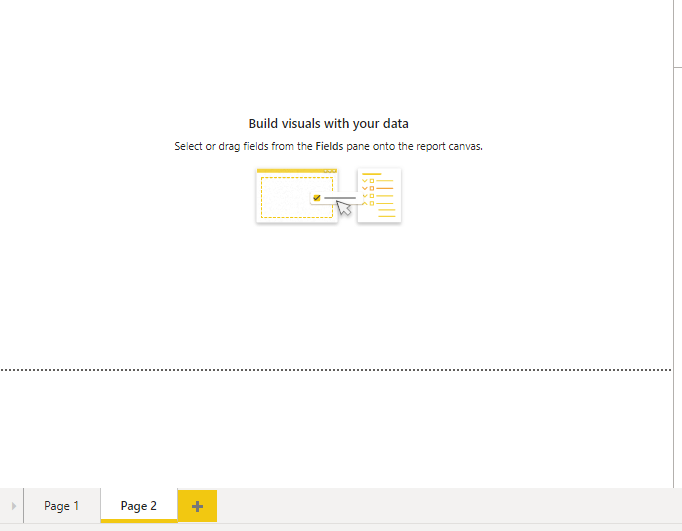 Creating a new page in the Power BI reports view