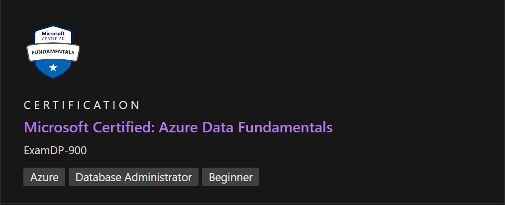 Microsoft Certified: Azure Data Fundamentals