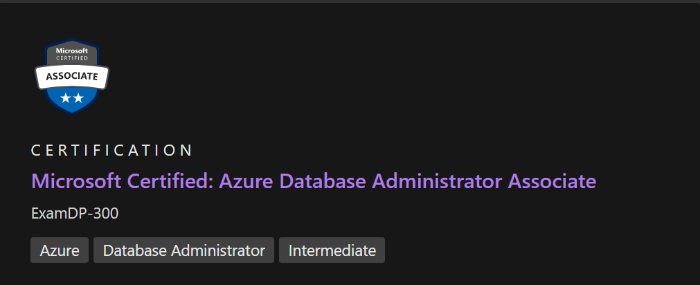 Microsoft Certified: Azure Database Administrator Associate